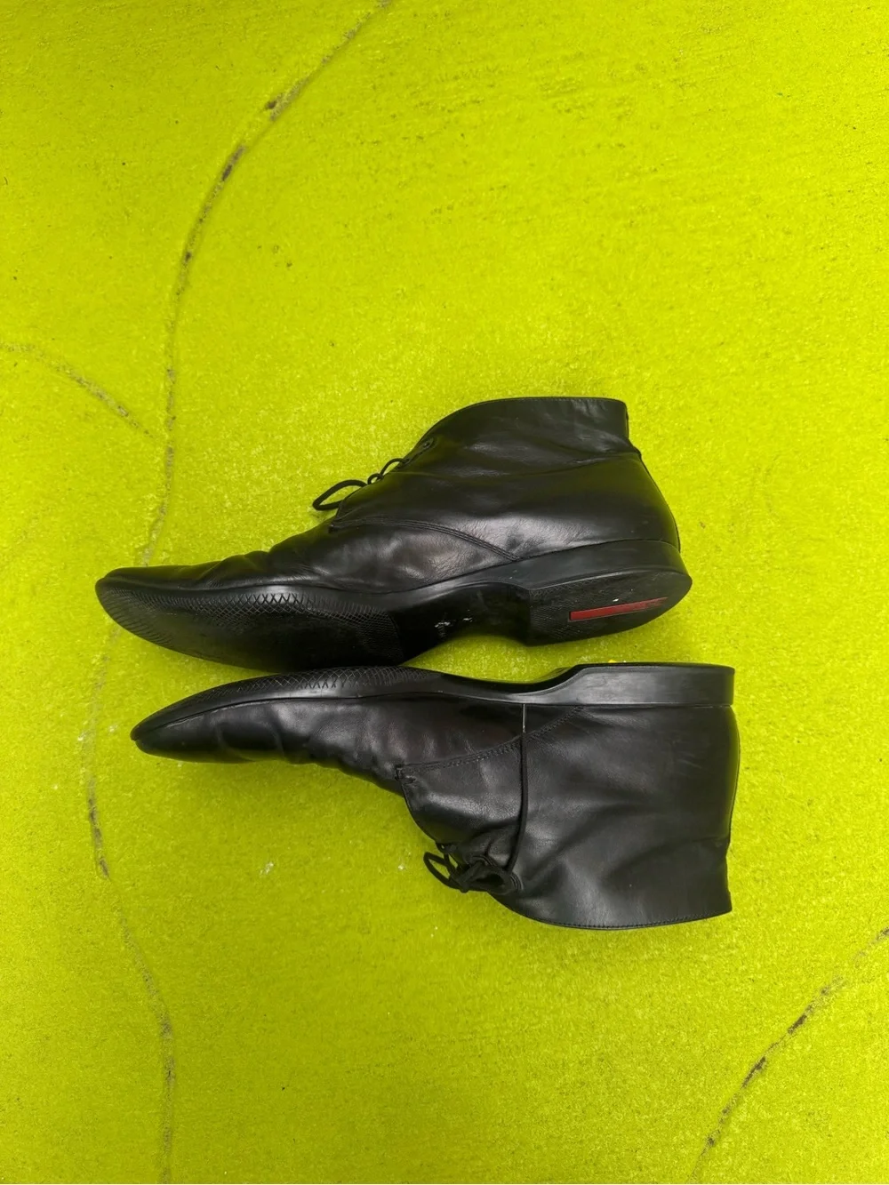 Prada Sport Black Leather Chukka Boots US 10 EU 44 Made In Italy
